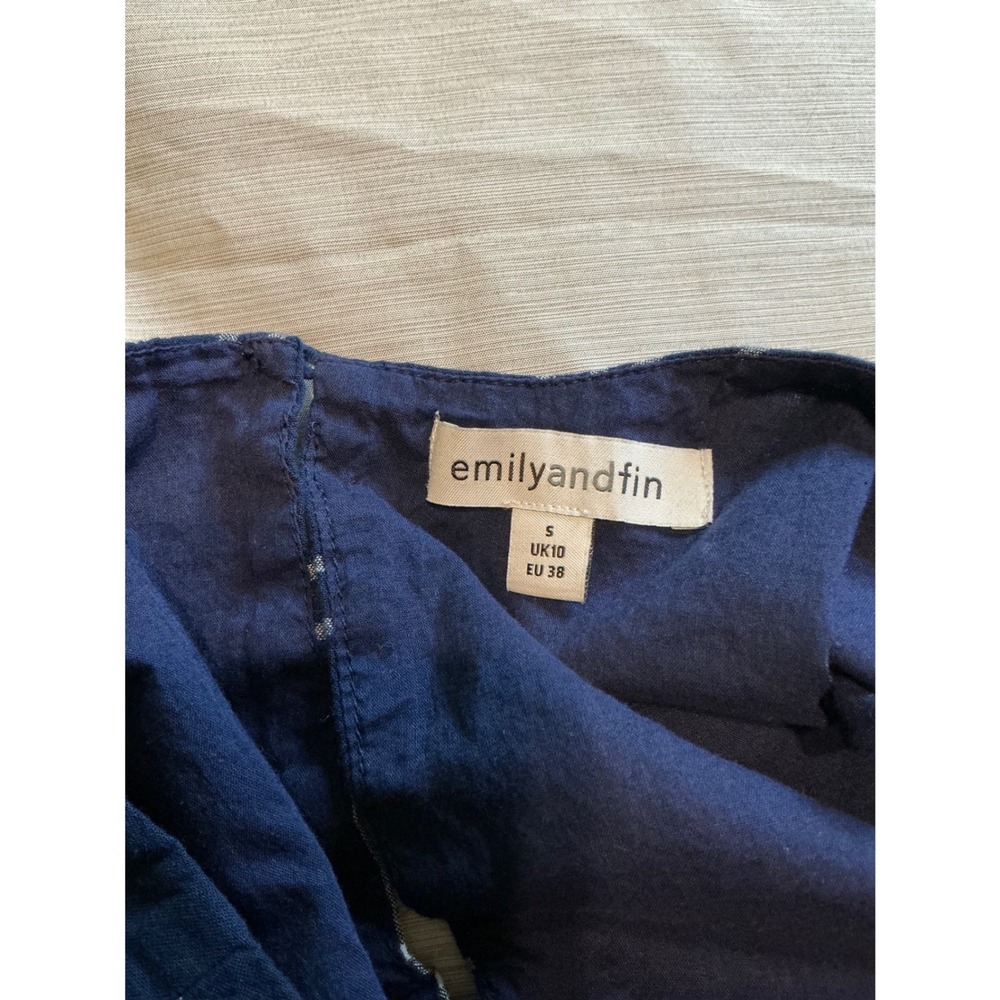Emily and Fin Navy Plaid Sleeveless Fit & Flare Dress Pockets Size S - Picture 9 of 12